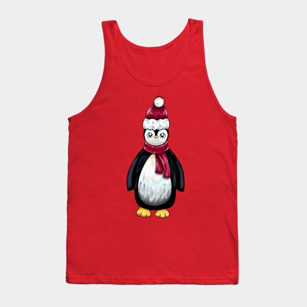 Santa Hat Penguin Tank Top by Lady Lilac